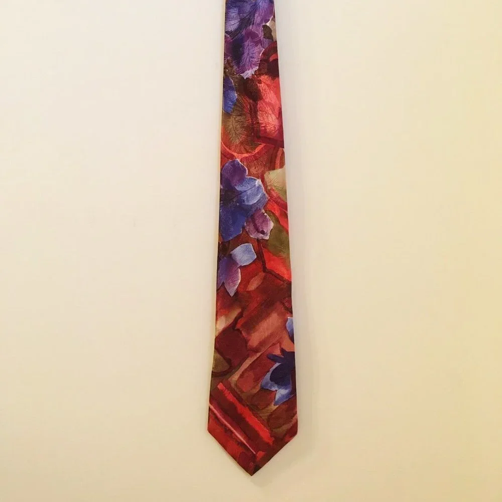 Don Loper Floral Necktie Beverly Hills Abstract Flowers Menswear